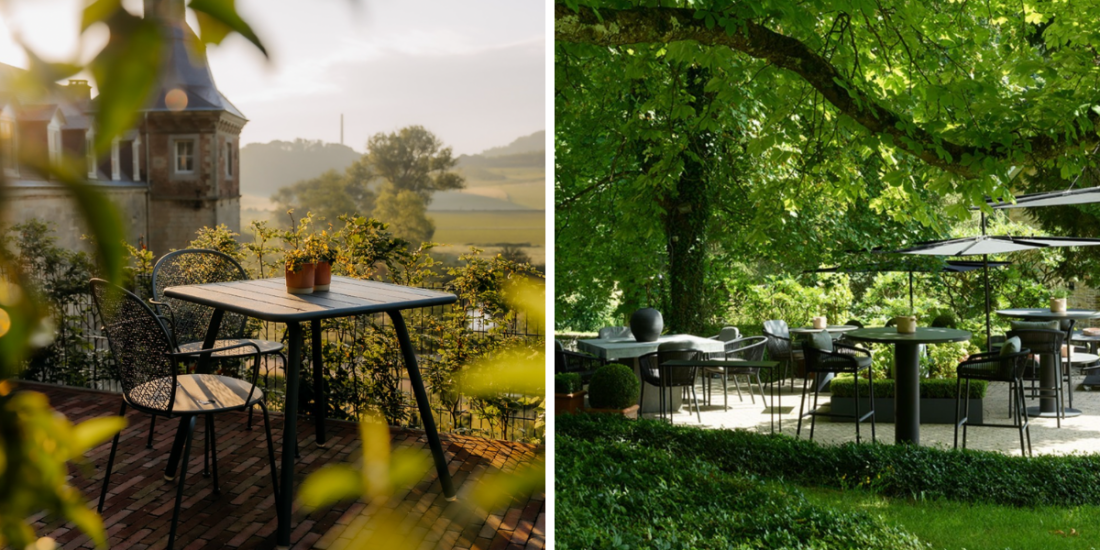 Les plus belles terrasses de restaurants étoilés à Liège et dans les environs (ici, le Château Neercanne et La Roseraie) - photos DR